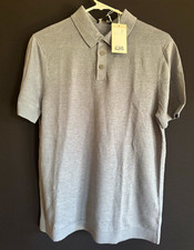 NWT COS Men's Knit Linen Short Sleeve Polo Shirt $89 Gray SIZE S picture