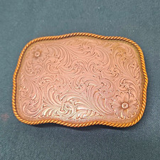 Montana Silversmiths Western Americana Floral Engraved Rope Edge Belt Buckle picture