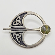 Tara Celtic Brooch Signed Ireland Silver Tone Vintage picture