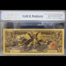 Gold 1896 $5 Five Dollars Banknote Collectible with Bag & Certificate picture