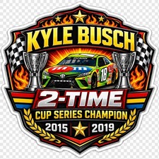 2015 2019 Kyle Busch 2-Time Cup Series Champion Sticker 4 Inch Decal NASCAR Fan picture