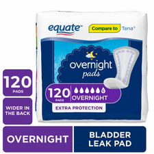 Equate Options Women's Incontinence Pads, Unscented, Overnight (120 Count) picture