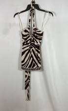 BCBGMAXAZRIA Women's Cocoa Zebra Halter Matte Jersey Knit Top NWT Sz M picture