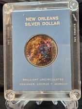 1885 O Morgan Silver Dollar Beautifully 🌈 Toned Example in Old Capitol Holder picture
