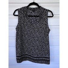 Talbots Black & White Printed Sleeveless Shell Top Size Large Petite picture