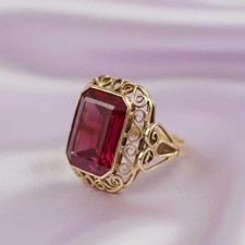2.00 Ct Emerald Cut Natural Ruby & Diamond Wedding Ring 14K Yellow Gold picture