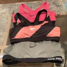 Nike Pro Women’s Sports Bra Lot of 3 Size S Racerback Wireless Colorblock picture