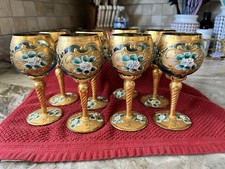 Vintage Mid 20th Century Murano Or Bohemia Glass Goblets picture