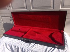 Vintage Electric Guitar Hardshell Case Black w/ Red Plush Interior KOREA MADE  picture