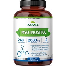Zazzee Myo-Inositol Capsules, 2000 mg per Serving, 240 Vegan Capsules, Kosher picture