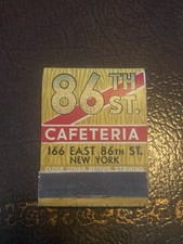 86th St Cafeteria New York City Feature Matchbook Bakery Vintage picture