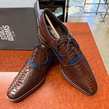 Stacy Adams Men's Brown/Blue Textured Leather Oxford Pointed Toe Lace-Up 14M picture