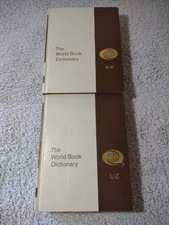 Vintage 1973 Webster's World Book Dictionary Complete Set Of 2 A-K & L-Z Gold G picture