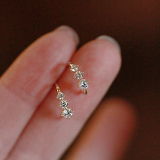 Most Viral Mini 0.30Ct Round Natural Diamond Half Hoop Earrings 14k Yellow Gold picture