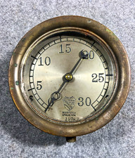 Antique Ashcroft A.M. Co NY 0-30 Pressure Gauge Solid Drawn Tube 1896 Brass picture