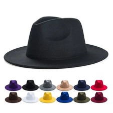 Classic Wide Brim Fedora Hat Felt Panama Jazz Cap Unisex Style, Men, Woman picture