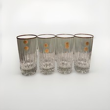 Schott Zwiesel Crystal Tumbler Glass Set of 4 High Ball Etched Barware Gold Rim picture