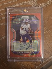 2020 Panini Prizm - Rookie Justin Jefferson #398 Red Wave Prizm Autographs /149 picture