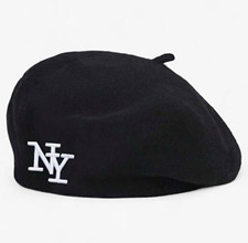 New Era NY Yankees Wool Beret Hat Black Y2K Streetwear One Size New picture