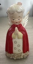 RARE VTG Fine A Quality Japan Christmas Angel Porcelain Figurine Spaghetti Trim picture