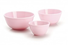 Mosser Glass USA Set of 3 Mixing Bowls Crown Tuscan Pink New picture