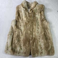 Fabulous Furs Donna Salyers Vest 100% Faux Fur Beige Golden Coat M Fox USA Made picture