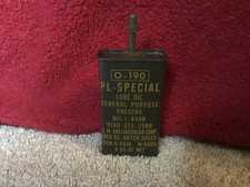 Vtg 1963 US Military 0-190 PL-Special Lubricating Oil Tin Can 4 oz. Unused w CAP picture