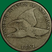 1857 Flying Eagle Cent Choice Very Good VG+/F Coin #49756 picture