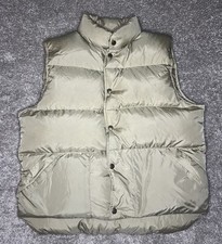Vintage LL Bean Goose Down Puffer Vest Tan Snap Button Outdoor Mens Size Medium picture
