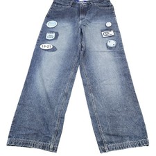 VTG Southpole Jeans Mens 36x32 Blue Medium Wash Relaxed Straight Denim Patches picture