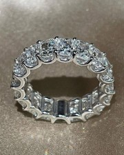 Luxury 5.00Ct Cushion Cut Lab grown Diamond Eternity Band 14K Solid White Gold picture