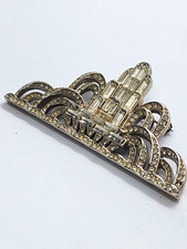 Vintage Art Deco 89 Mauboussin Water Fountain Brooch Rhinestone Pin Signed picture