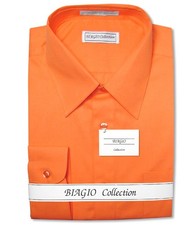 Biagio Mens 100% COTTON Solid BURNT ORANGE Color Dress Shirt sz 15 34/35 picture