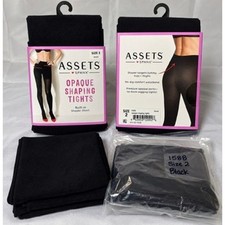 ASSETS by SPANX Opaque Shaping Tights Size 2 Black Built In Shaper NEW picture