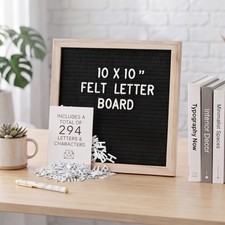 Felt Letter Board 10x10 In Changeable Message Board with 294 Letters Black Wood picture