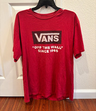 VANS Men's Red Off The Wall 1966 Logo Graphic Knit Crew Neck T-Shirt L picture