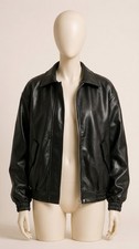 AUTOMET Women's Black Faux Leather Jacket Oversized Biker Moto Coat Size M picture