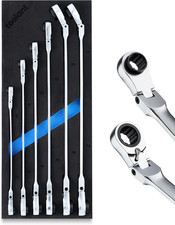 6PCS Extra Long Double Flex Head Ratcheting Wrench Metric 8-19 Mm picture