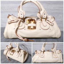 Vtg 2006 Chloe Paddington Bag Ivory Textured Leather Phoebe Philo Stunning Cond picture