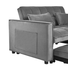 Convertible Sofa Bed 3-In-1 Sleeper Sofa Pull Out Futon Couch Loveseat Dark Gray picture