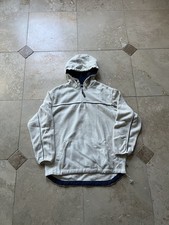 VTG Anchor Blue Men's Beige 1/4 Zip Pullover Hoodie Sweater Size Medium Y2K picture