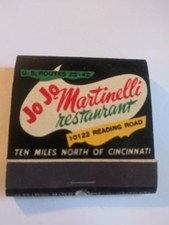 Vintage Rare Feature Matches From Jo Jo Martinelli Restaurant Near Cincinnati... picture