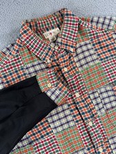 Vintage J. Crew Oarsman Shirt Men's Medium Madras Plaid Patchwork Long Sleeve picture
