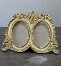 Vintage Gold Resin Double Oval Picture Frame Baroque Ornate Style Easel Taiwan picture
