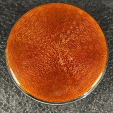 Antique German Guilloche Enamel Vanity Jar Orange Sunburst Glass Art Deco Box picture