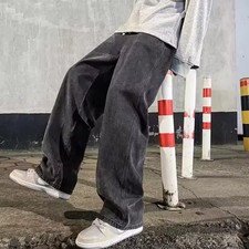 Y2K Baggy Wide Leg Jeans Men’s Streetwear Skater Loose Fit Denim Pants picture