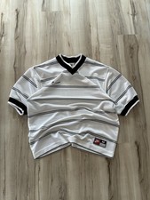 Vintage 90s Made in USA White and Black stripped Soccer/Football Jersey picture