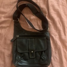 Vintage Fossil Black Crossbody Bag Medium Pebbled Zip + Magnetic Flap, Pockets picture