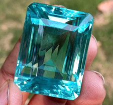 Certified Natural Brazilian 201 Ct Sky Blue Emerald Cut Topaz Loose Gemstone picture