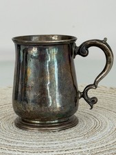 Antique Sterling Silver Tankard Christening Mug 219g Hallmarked Engraved picture